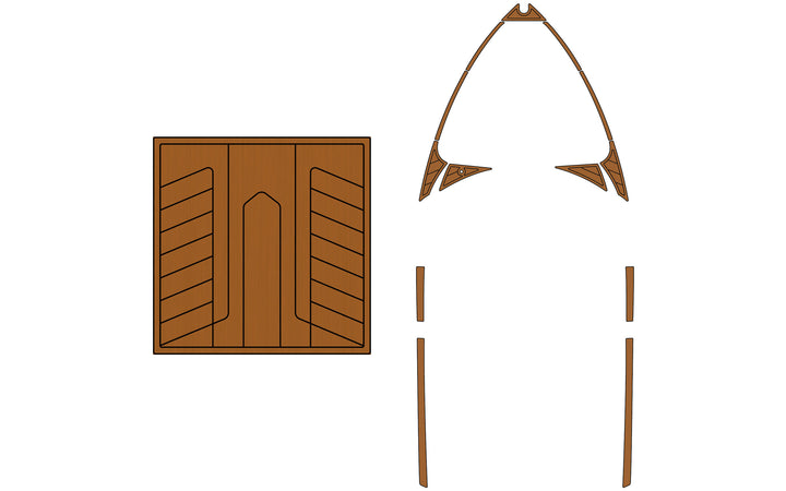 Diagram of Malibu 21VLX Soft Grip Kits (2010-2014) with wooden grip panels, side rails, and mounting hardware components.