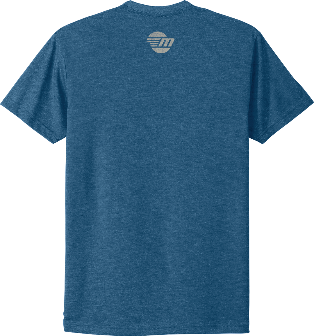 Blue Malibu Icon Tee with a small logo on the back near the neckline, casual short-sleeve T-shirt design.