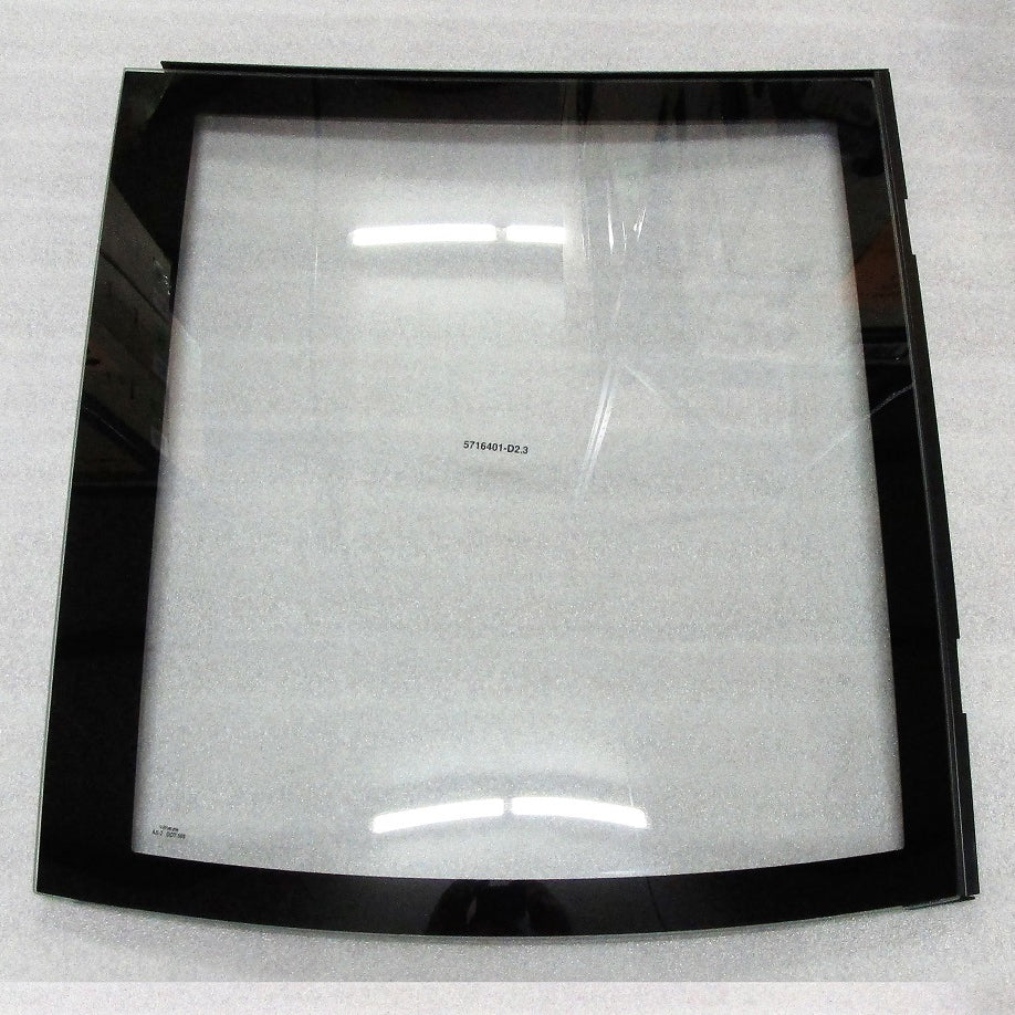Aluminum and glass Malibu Walk Through Windshield with black frame, designed for easy vehicle access and visibility.