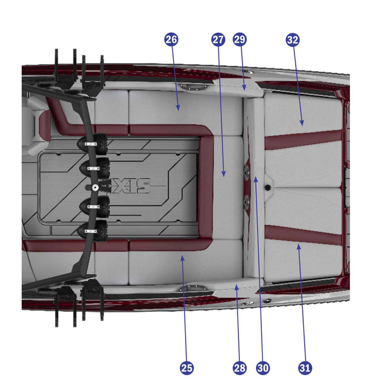 2020 A24 boat upholstery featuring sleek design and comfortable seating for an enhanced boating experience.