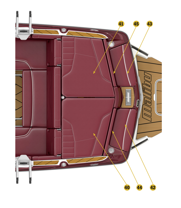 2021 22 LSV boat upholstery layout showing seating arrangement and design details for Malibu boats.