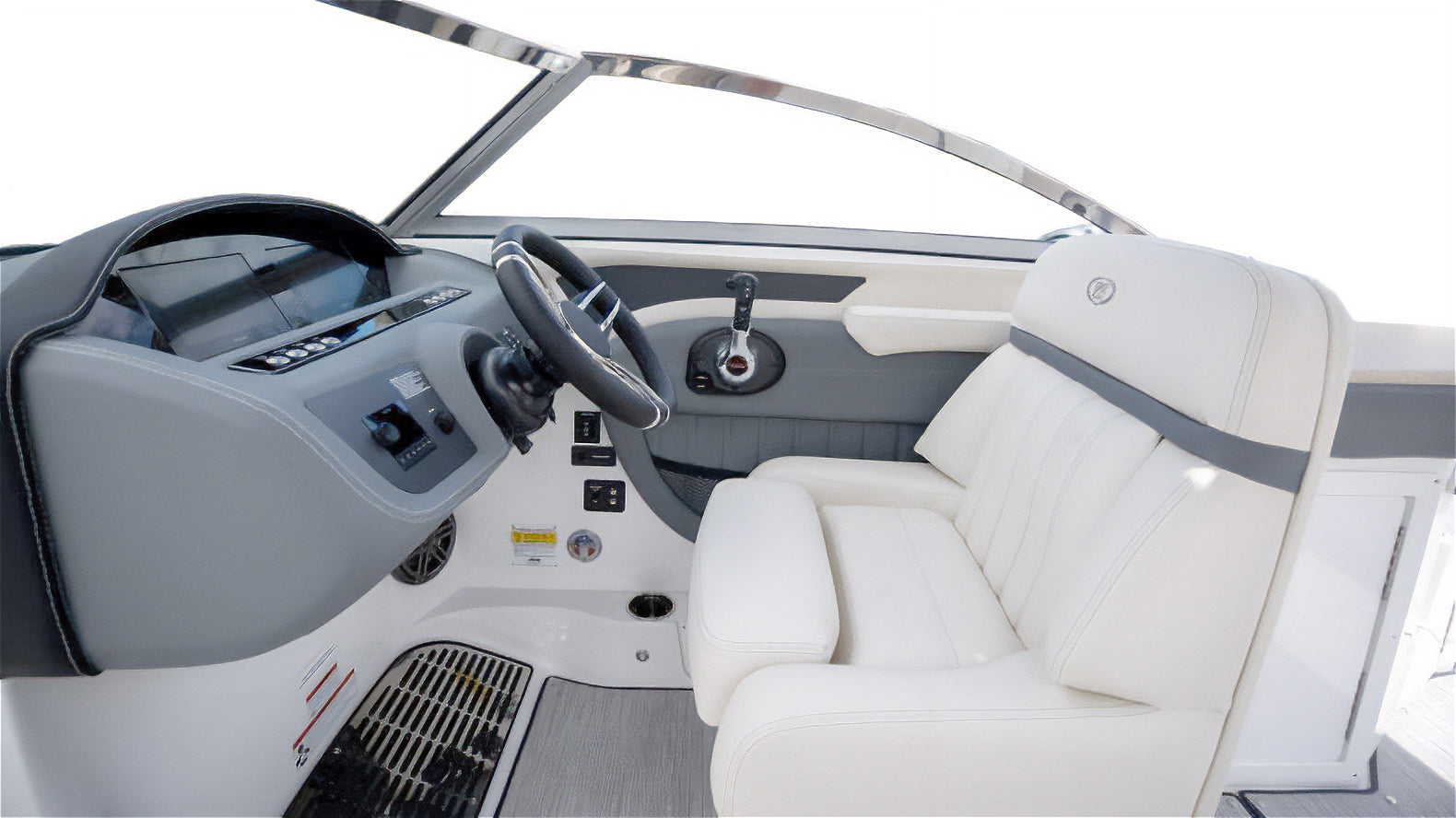 Cobalt Captains Chair featuring a sleek design, comfortable white upholstery, and integrated controls for boating.