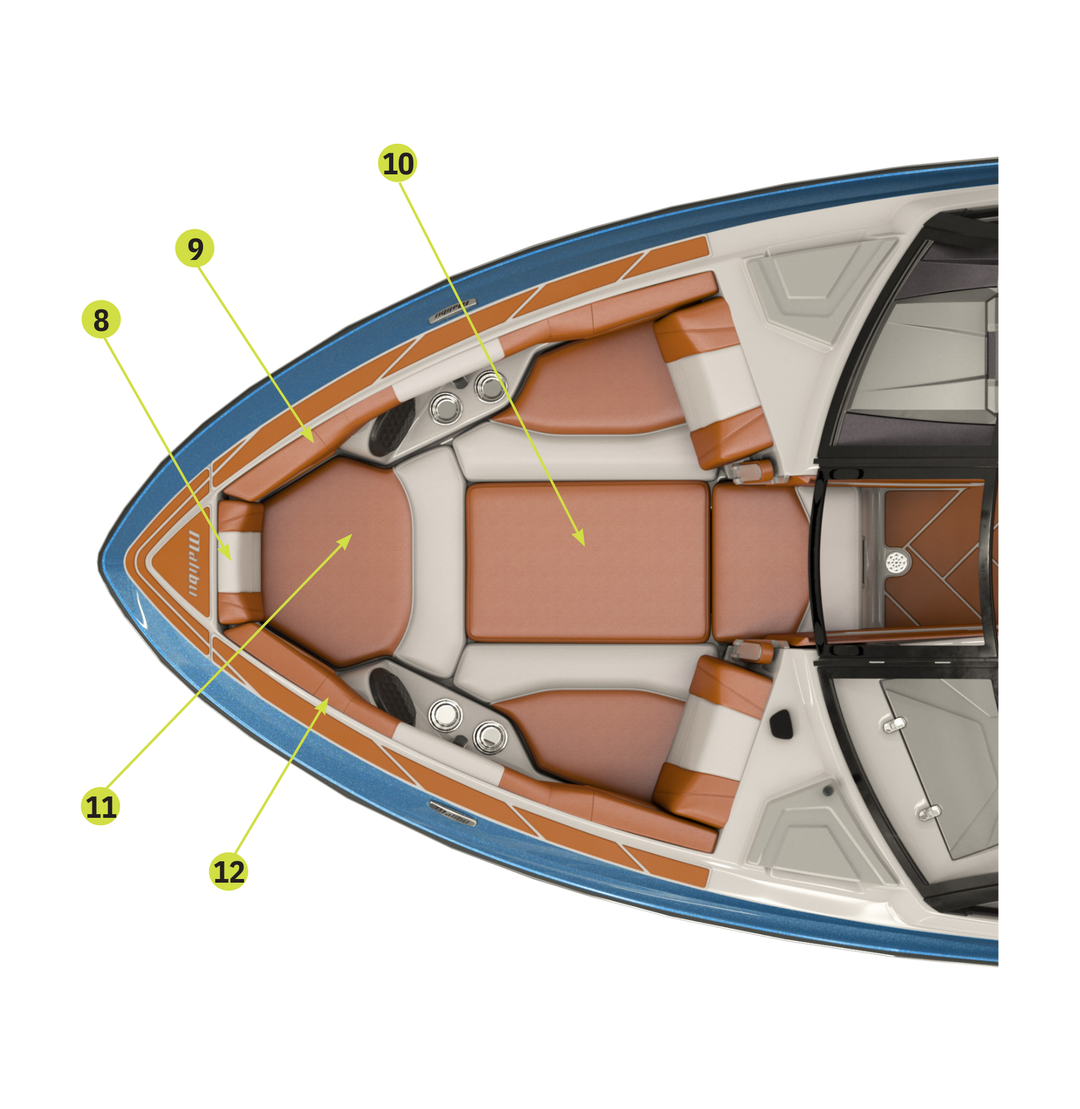 2023 25 LSV boat upholstery featuring plush seating in a stylish design, ideal for comfort on the water.