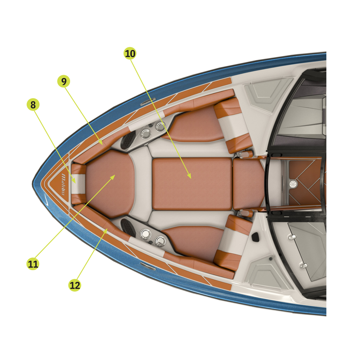 2023 25 LSV boat upholstery featuring plush seating in a stylish design, ideal for comfort on the water.