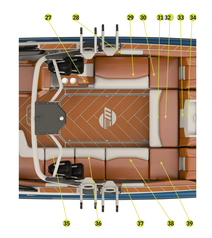 2023 25 LSV boat upholstery layout featuring comfortable seating and stylish design for an enhanced boating experience.