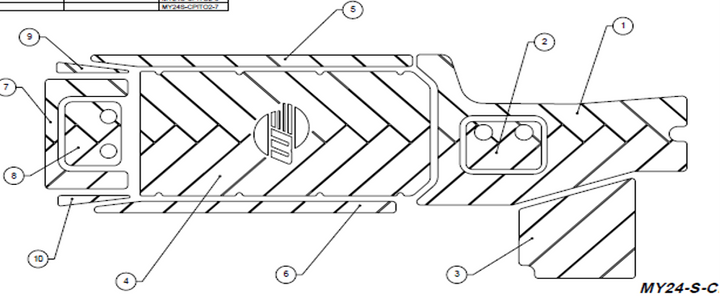 Diagram of the 23 LSV Soft Grip, showcasing its design and features for enhanced comfort and control on boats.