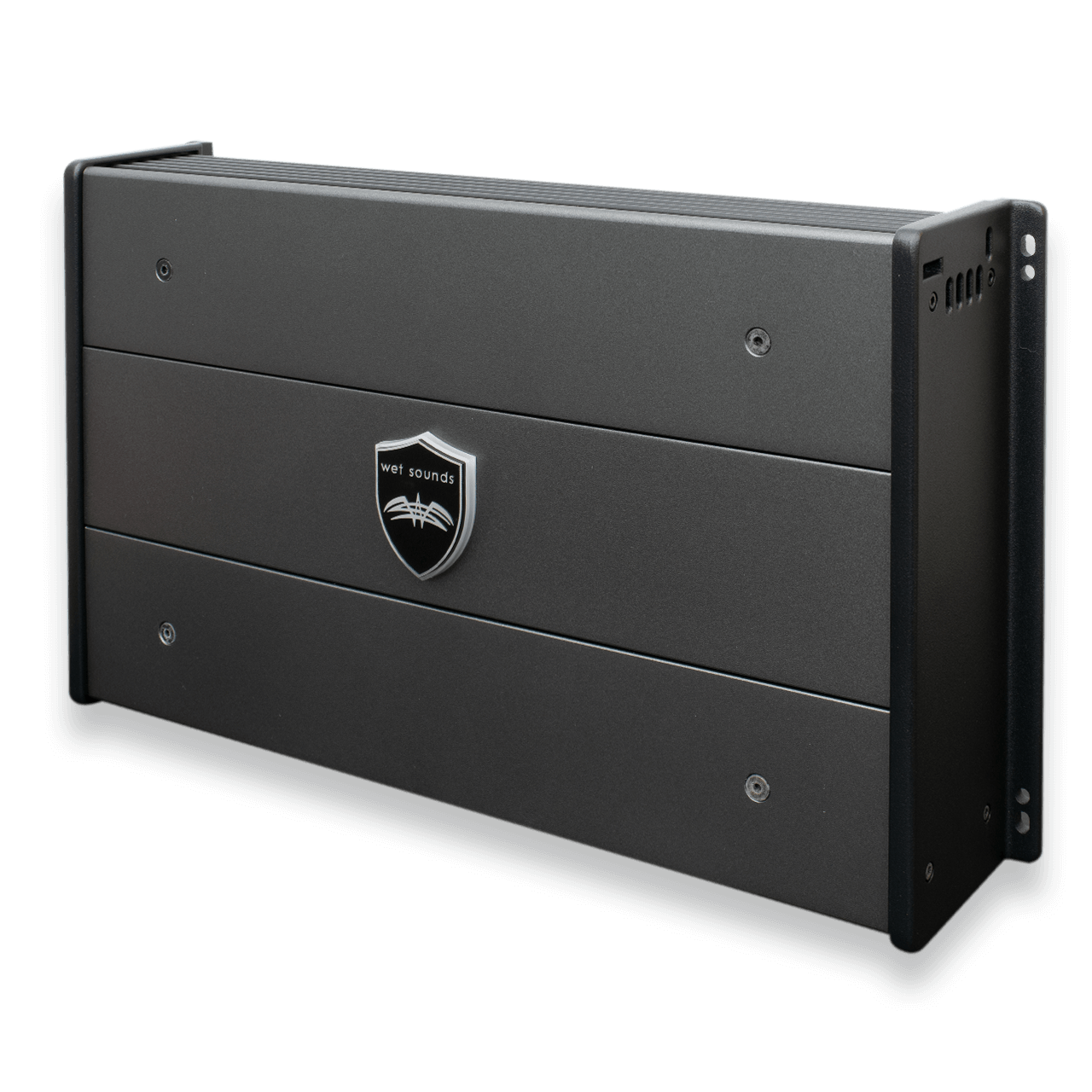 Wet Sounds SYN-DX2.3 HP marine amplifier, a high-power 2-channel waterproof audio amplifier with a sleek black design.