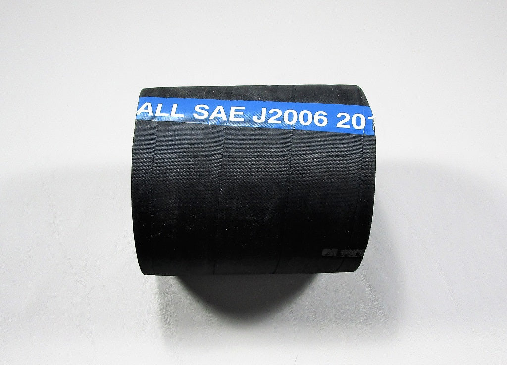Black exhaust hose with four soft walls, 5 feet long, designed for industrial or automotive exhaust ventilation systems.