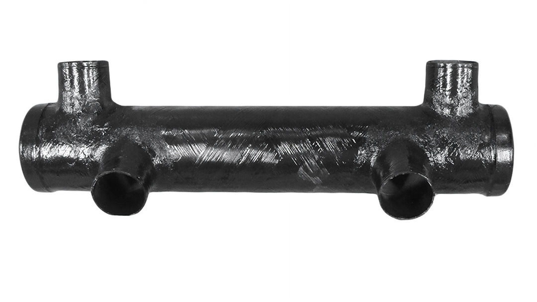 Black V Drive Muffler with multiple inlet and outlet pipes, designed for vehicle exhaust systems.