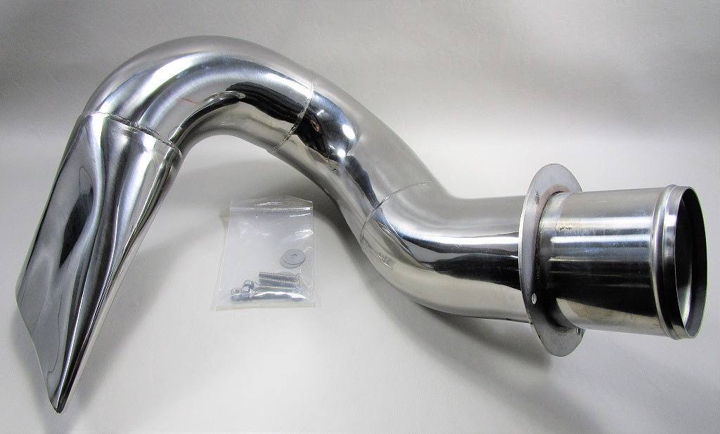 Chrome surf pipe for LT4 engine, with mounting hardware and flange, designed for high-performance exhaust systems.