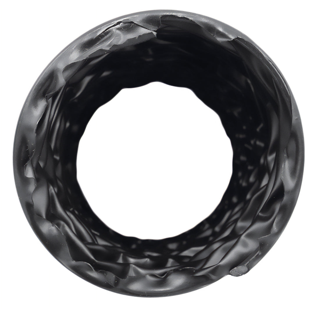 Black 3-inch blower hose, 1 foot length, flexible and durable for industrial or gardening use.