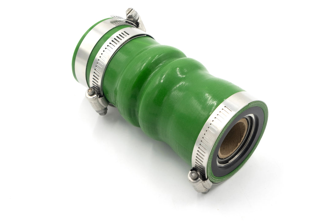 Green shaft seal with a 1-1/4-inch OJ design, featuring metal clamps and a rubber interior for sealing applications.