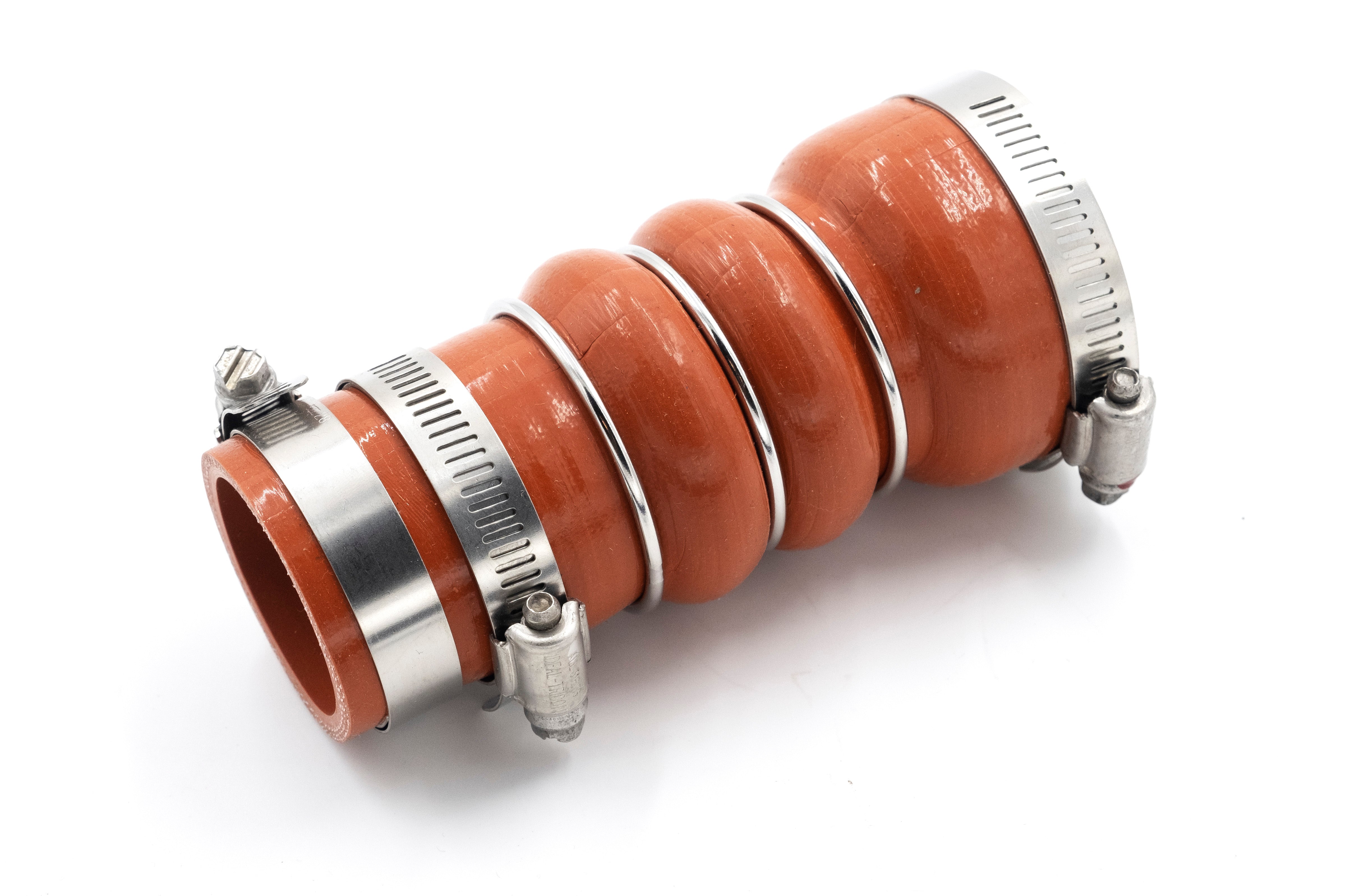 Rubber shaft seal with metal clamps, designed to prevent fluid leaks in mechanical equipment.
