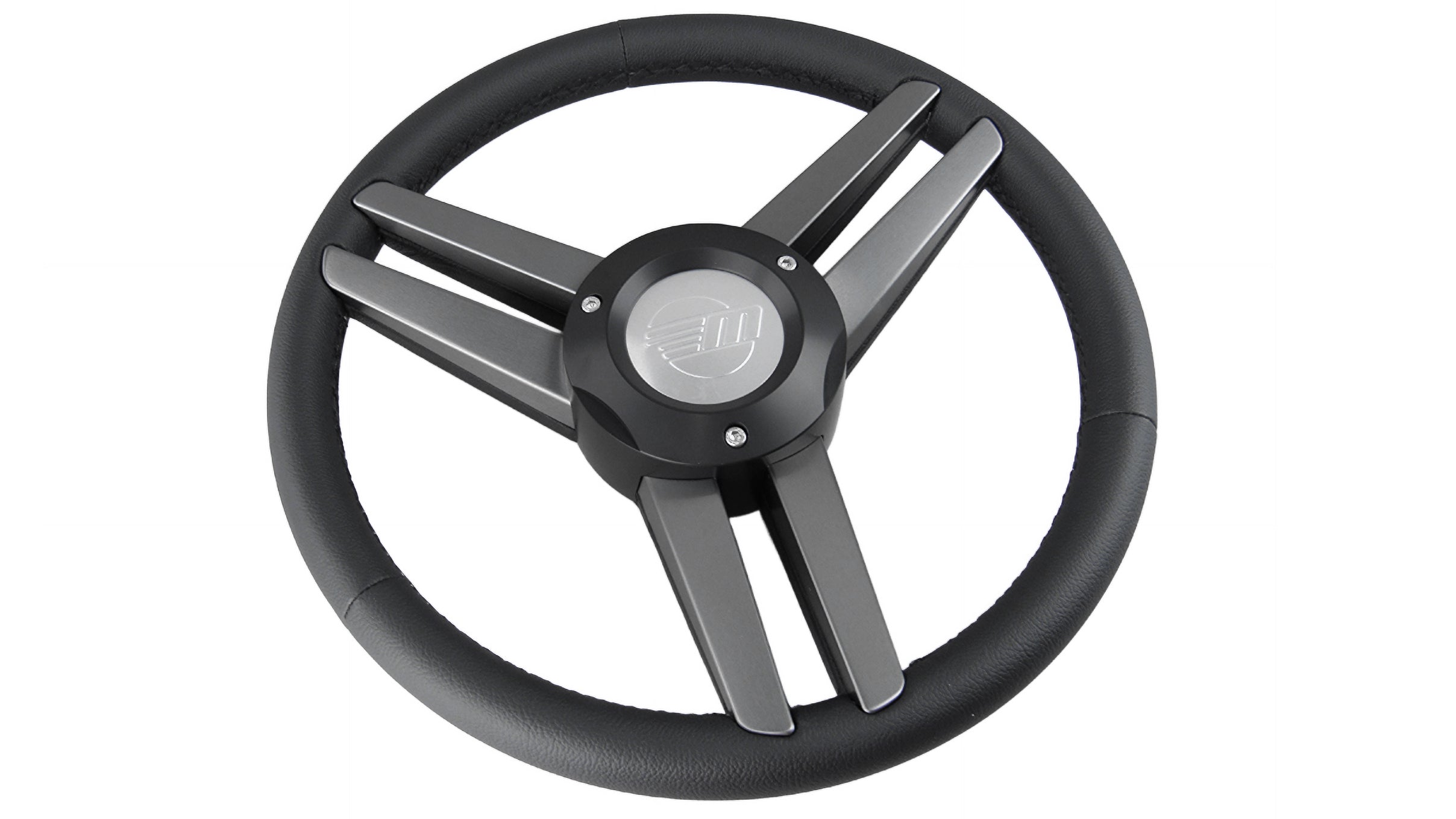 Isotta 3-spoke steering wheel featuring a sleek design and comfortable grip, ideal for enhancing your boating experience.
