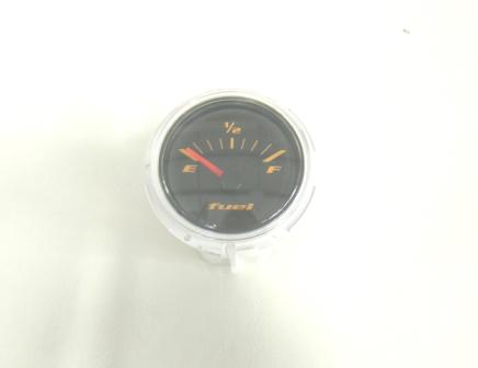 Malibu 2" fuel gauge with black face, red needle, and "Fuel" label, indicating fuel level from empty to full.