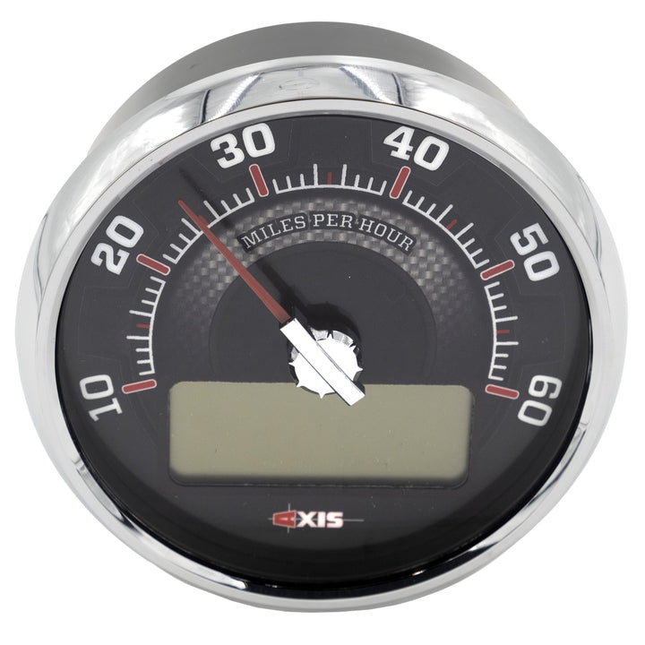 Axis Speedometer for 2014-2015 models, with analog display, digital readout, and chrome bezel.