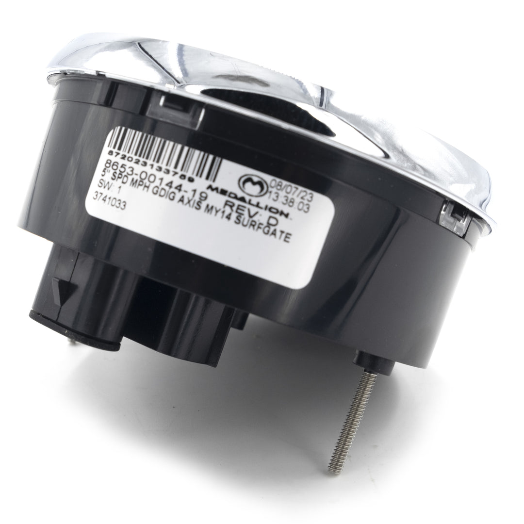 Axis Speedometer for 2014-2015 models, black and silver, with mounting screw and digital display, compatible with Surgate.