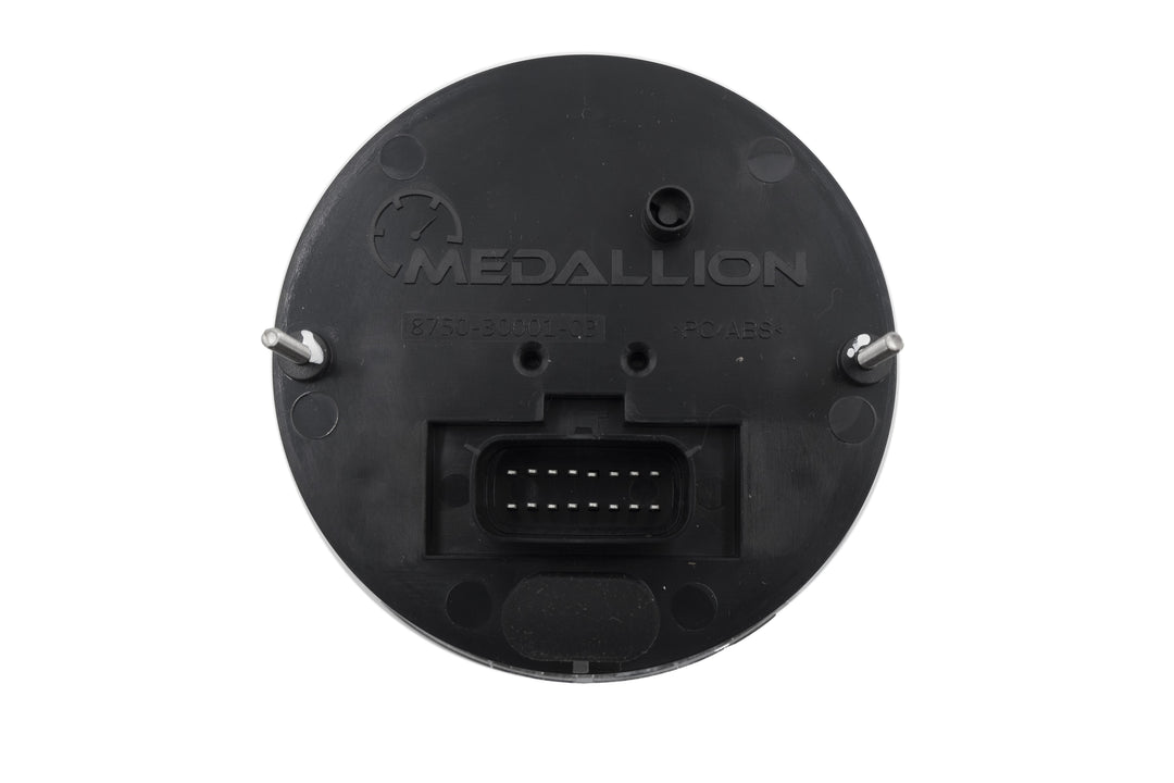 Rear view of Medallion Axis Speedometer for 2014-2015, showing connector port and mounting pins.