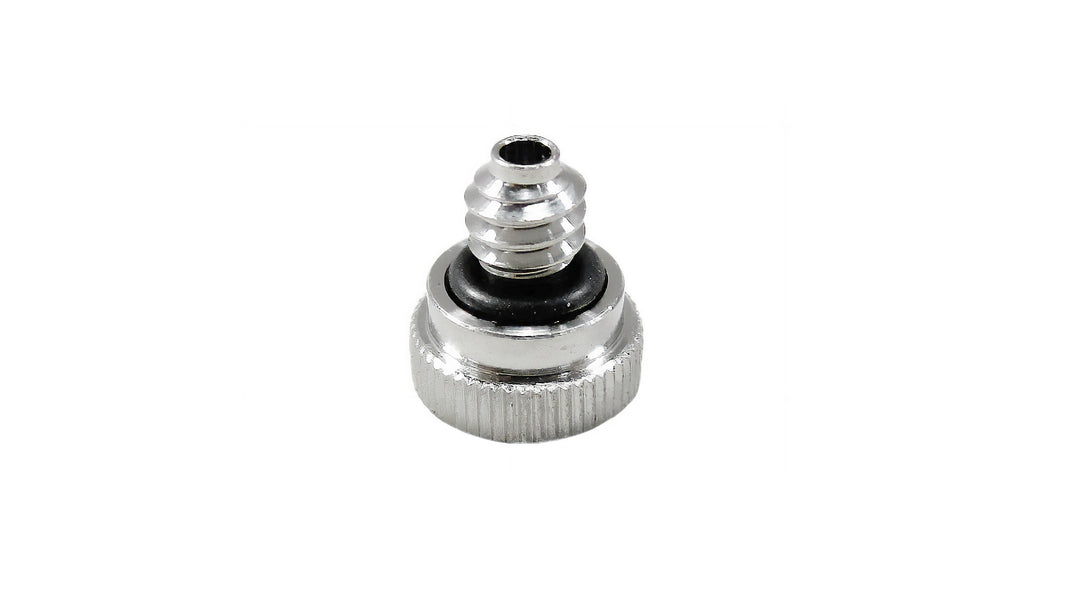 Close-up of a shiny metal Mister Head Replacement part with black rubber gasket, designed for easy installation and replacement.