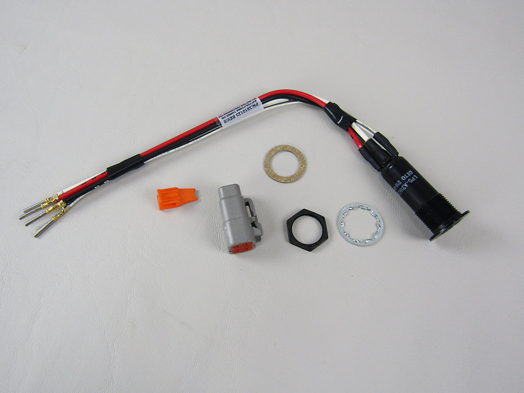 Harness with on-off button, blue LED, preterminated, REV 1, for power tower, with wiring and mounting hardware.