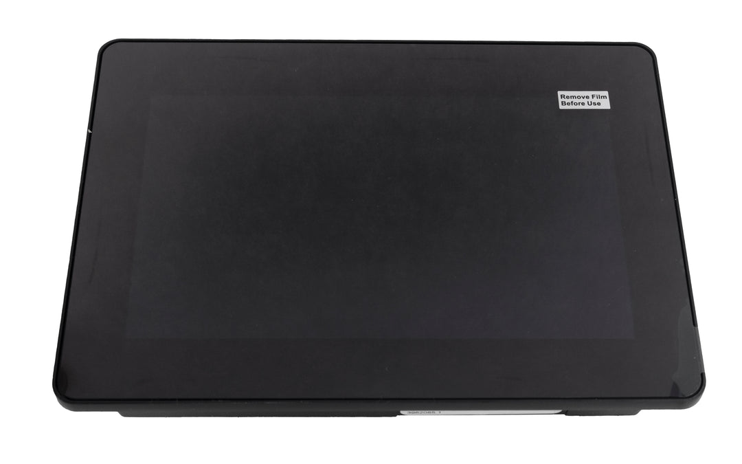 Black Malibu 7" touch screen display with a protective film, labeled "Remove Film Before Use," viewed from above.