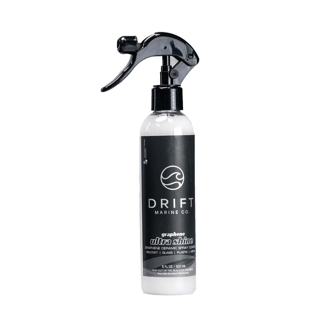 Graphene Ultra Shine by Drift Marine Co. in a spray bottle, designed for enhancing and protecting marine surfaces.