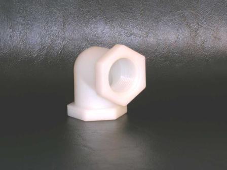 White plastic Axis Elbow Fitting 3/4 FIPxFIP for plumbing, with threaded connections and 90-degree angle.