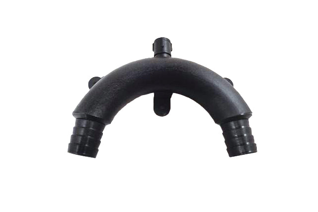 Vented loop with fitting for Malibu/Axis PNP systems, featuring a curved black plastic pipe with barbed ends.