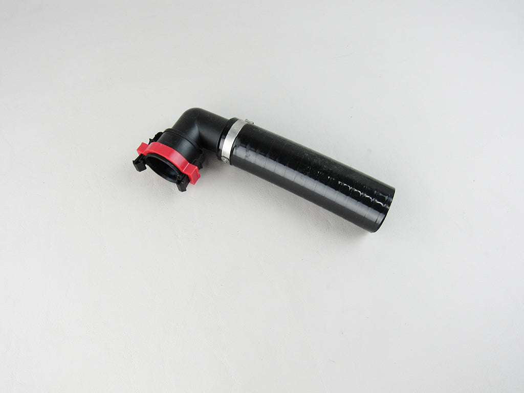 Hose assembly with 1-1/8 inch live well, 5-foot length, featuring a 90-degree socket connection and black tubing.