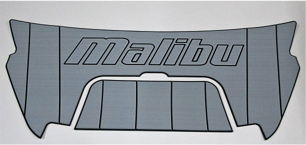 Malibu flip down swim step pads with "Malibu" logo, designed for boat swim platform enhancement and safety.