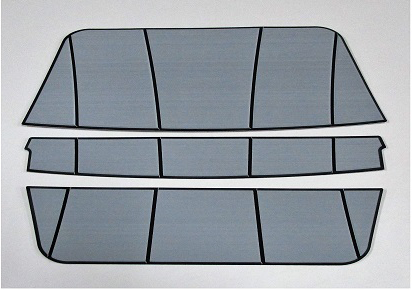 Set of Malibu flip-down swim step pads with black outlines, designed for boat swim platform safety and comfort.