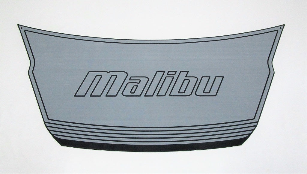 Gray Malibu swim pad with black and gray striped design, labeled "Malibu," designed for water sports or boating.