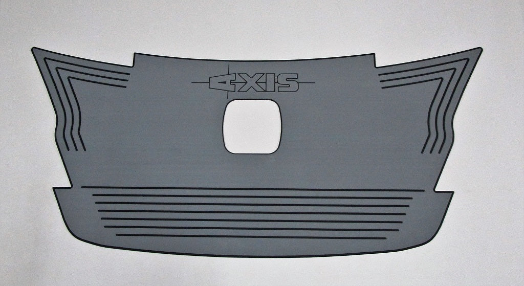 Swimstep pad with Surf Gate for A24 boats, featuring a gray surface with black lines and the "AXIS" logo, designed for 2014-2017 models.