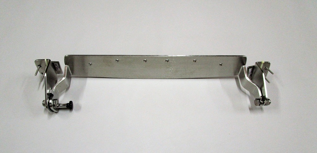 Malibu flip down hinge with metal arms and mounting brackets, designed for adjustable door or panel installation.