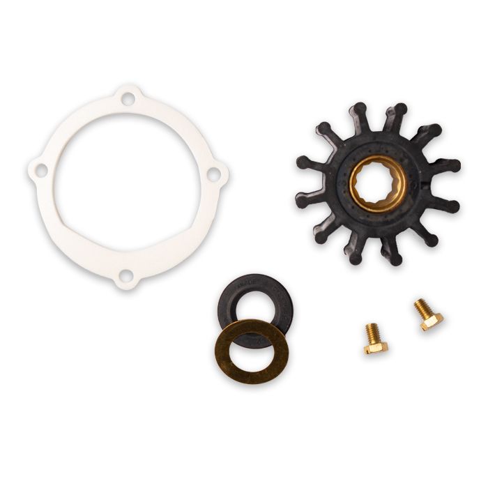 Indmar Johnson Pump Rebuild Kit with gaskets, impeller, seals, and screws for pump maintenance and repair.