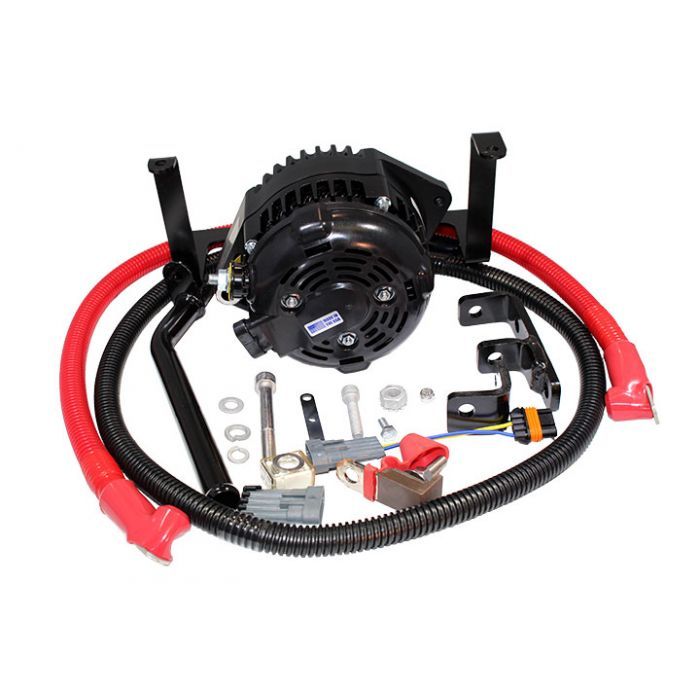 Indmar Ford 6.2L 170 Amp Alternator Upgrade Kit with wiring harness, mounting brackets, and hardware for engine enhancement.