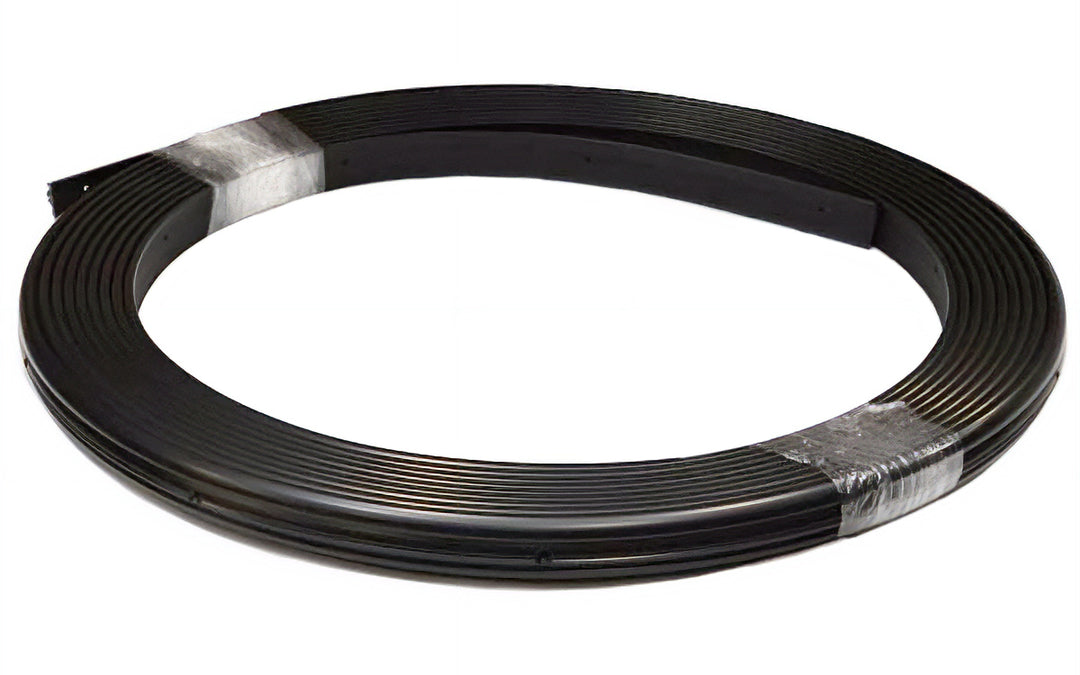 Rub rail molding base, 55 feet, black, flexible trim for boat or vehicle protection, coiled for easy installation.