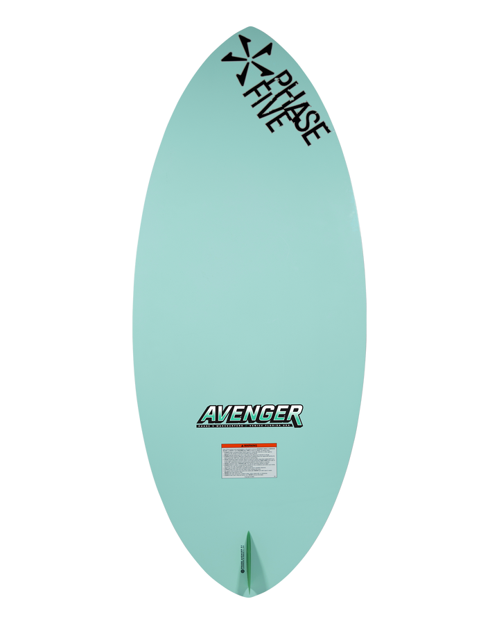 2026 Phase Five Avenger surfboard featuring a sleek mint green design and a pointed tail for enhanced performance.