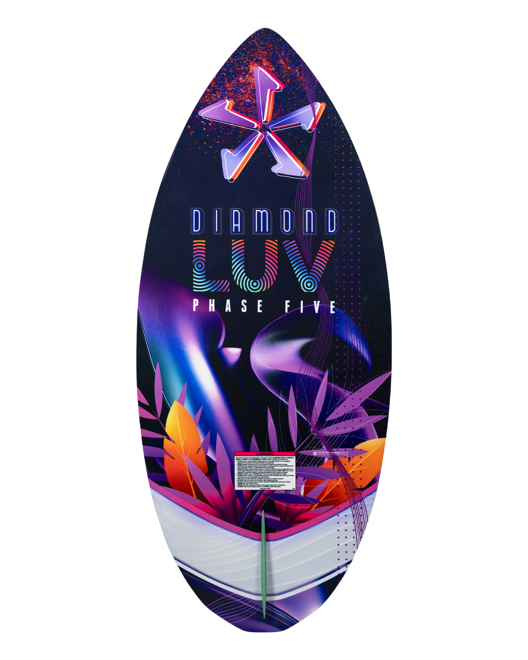 Colorful 2026 Phase Five Diamond Luv wake surfboard featuring a vibrant design and sleek shape for optimal performance.