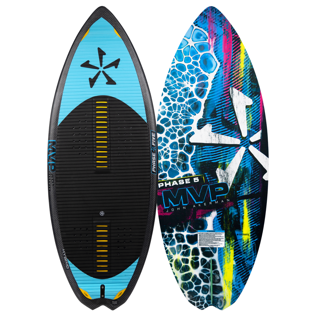 2026 Phase Five MVP V4 surfboard featuring a sleek design with vibrant graphics and a textured grip surface for optimal performance.