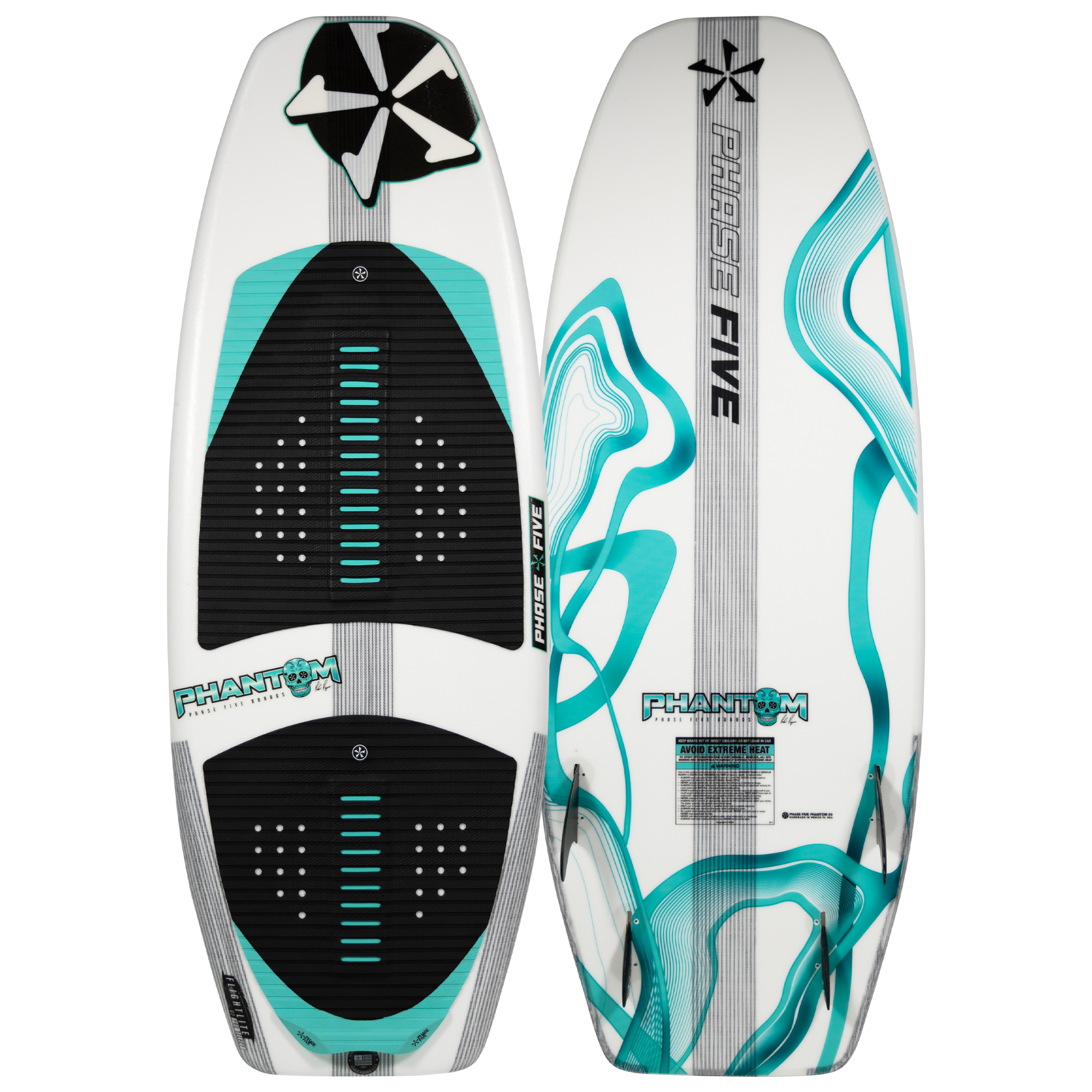 2026 Phase Five Phantom Foil featuring a sleek design with turquoise accents, ideal for performance on the water.