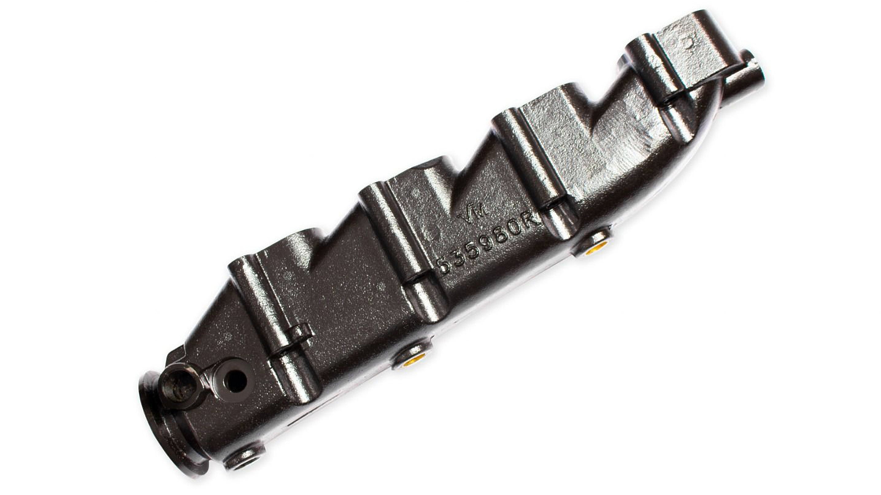 E-coated manifold bank 1 exhaust component for 6.2L engine, with mounting points and detailed surface texture.