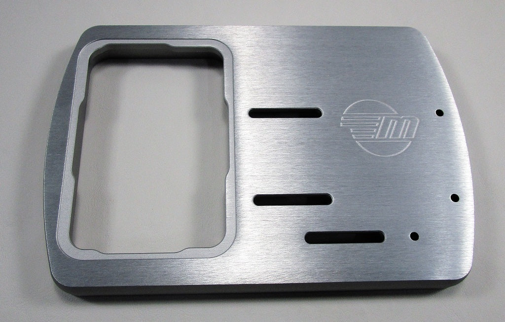 Aluminum bezel with back plate, logo, phone holder/knob, and updated VDC 20, designed for device mounting and branding.