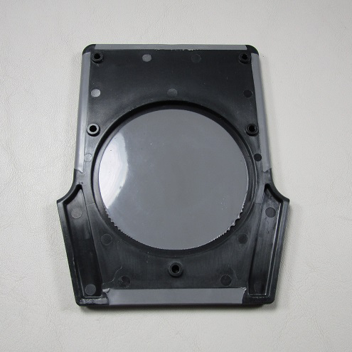 Black Axis Wireless Charger Housing with circular opening and mounting holes, designed to encase wireless charging components.