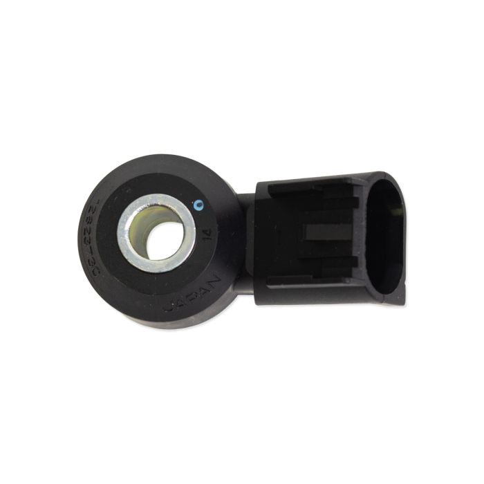 Indmar knock sensor with black plastic housing and metal sensing element, used to detect engine knocking in marine engines.
