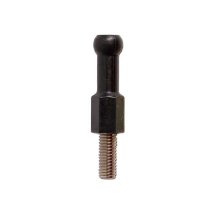 Engine cover beauty stud with black plastic top and threaded metal base for automotive decoration and protection.