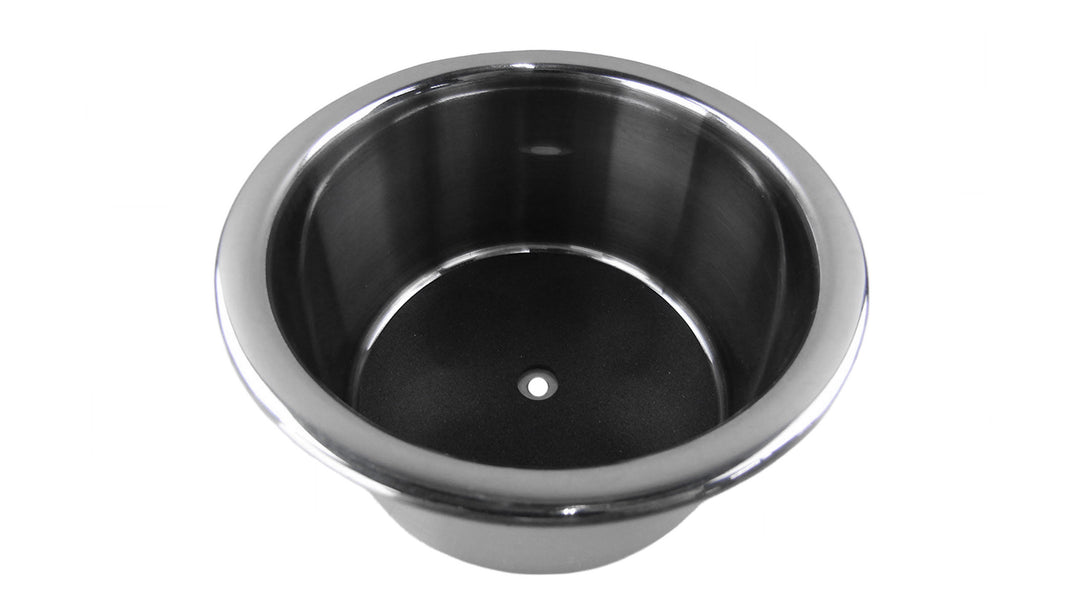 Malibu Single Stack Table Cup Holder designed for secure beverage storage on boats, featuring a sleek stainless steel finish.