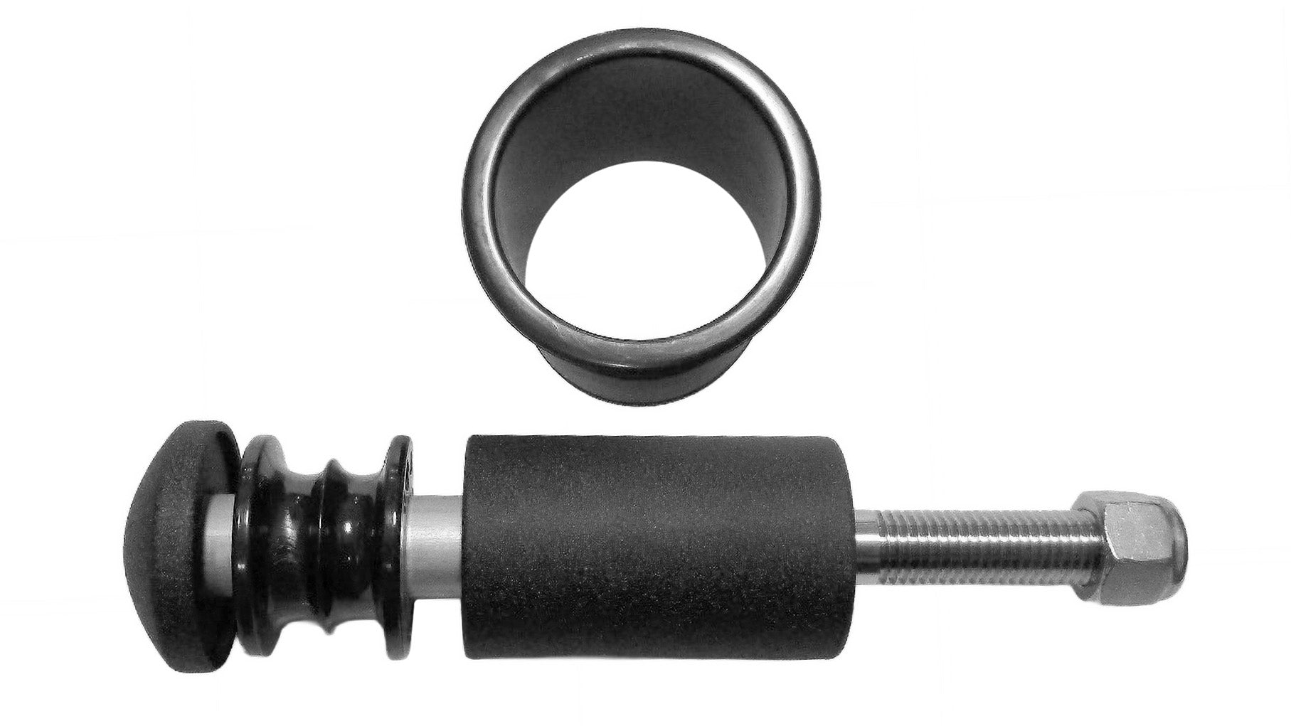 Pylon assembly for Axis boats in black, featuring a spool and mounting hardware for secure installation.