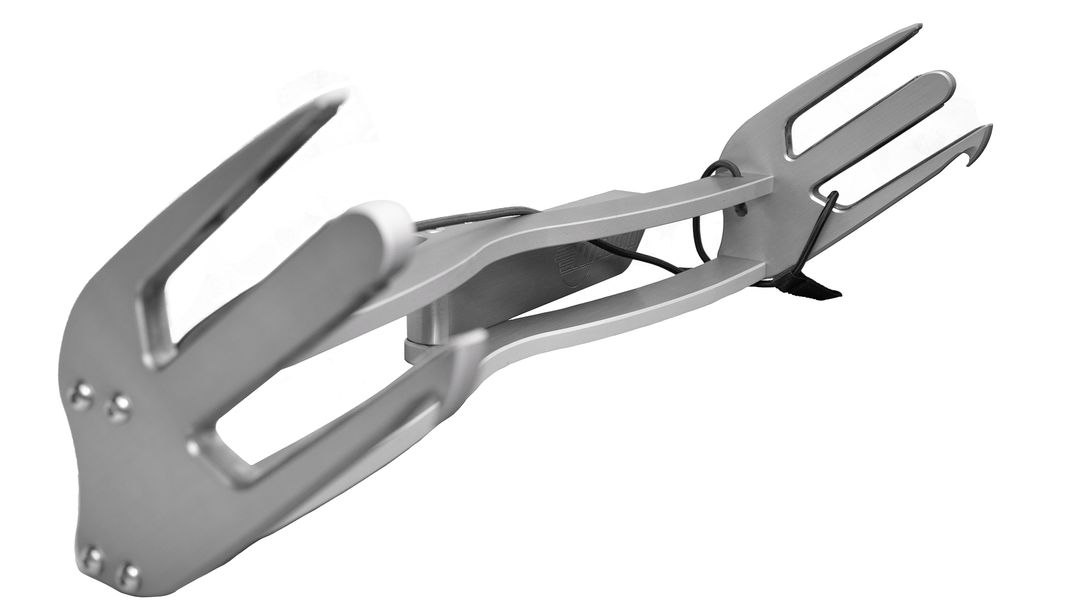 Malibu Waterski Rack for G3/G4 Tower, designed for secure storage and easy access to waterskis on your boat.