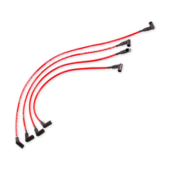 Indmar 5.7L LT1/LTR spark plug wires in red, featuring angled connectors for optimal engine performance.